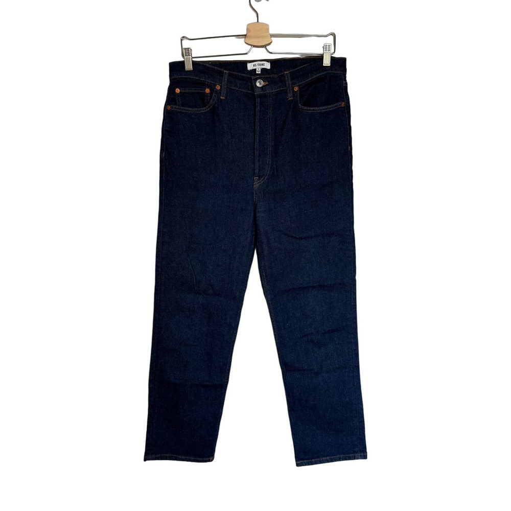 Re/Done 70's Ultra High Rise Comfort Stretch Stovepipe Jeans in Rigid Pipe Wash